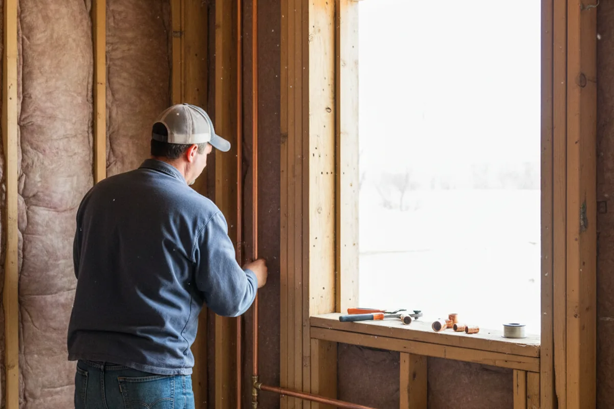 Licensed plumber running new copper supply lines in a Mansfield Center home