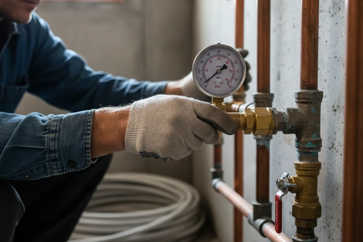 Pressure testing a repaired line during Water Line Repair in Mansfield Center